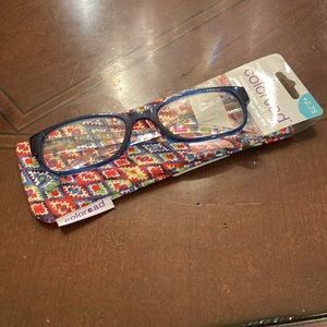 Coloread reading glasses and coordinating case.